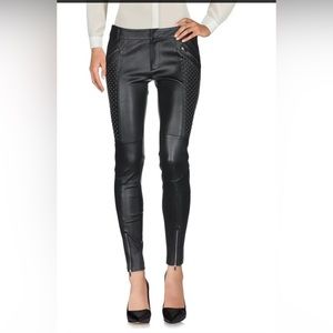 Black lamb skin leather pants